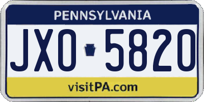 PA license plate JXO5820