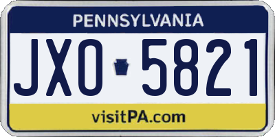 PA license plate JXO5821