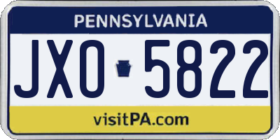PA license plate JXO5822