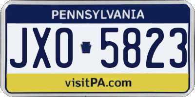 PA license plate JXO5823