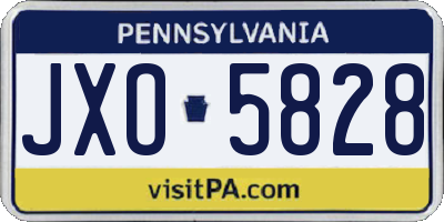 PA license plate JXO5828