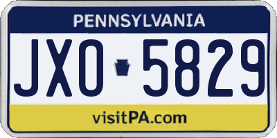 PA license plate JXO5829