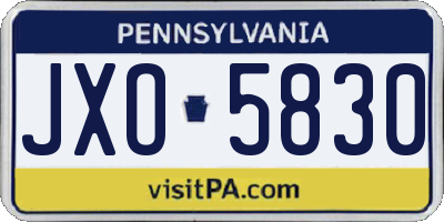 PA license plate JXO5830