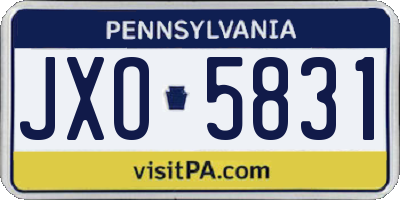 PA license plate JXO5831
