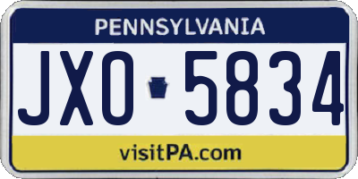 PA license plate JXO5834