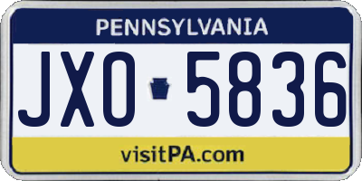 PA license plate JXO5836