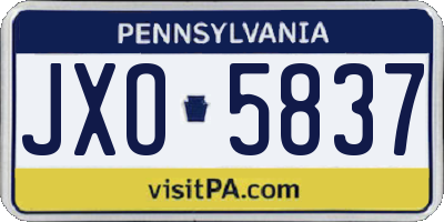 PA license plate JXO5837