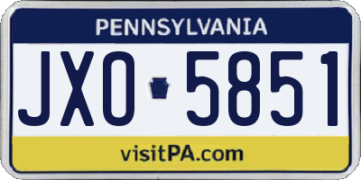 PA license plate JXO5851