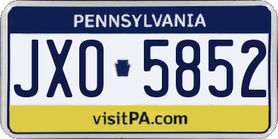 PA license plate JXO5852