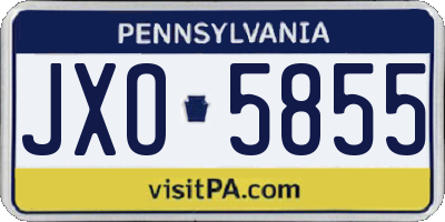 PA license plate JXO5855