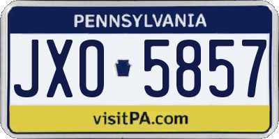PA license plate JXO5857