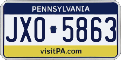 PA license plate JXO5863