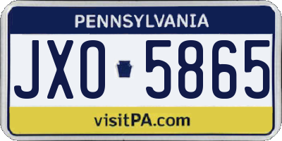 PA license plate JXO5865