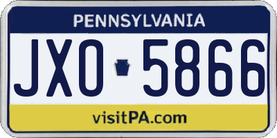 PA license plate JXO5866