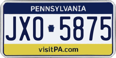 PA license plate JXO5875