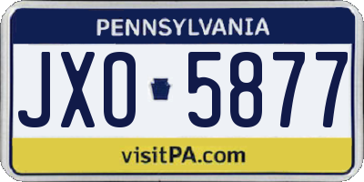 PA license plate JXO5877
