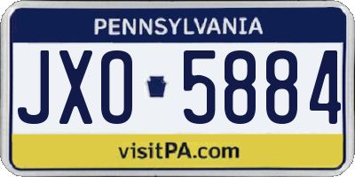 PA license plate JXO5884