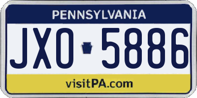 PA license plate JXO5886