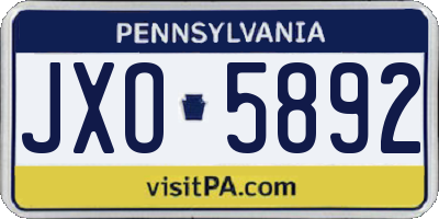 PA license plate JXO5892