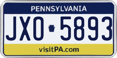 PA license plate JXO5893