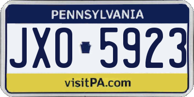 PA license plate JXO5923