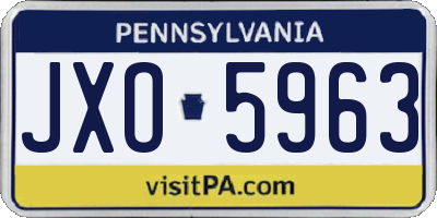 PA license plate JXO5963
