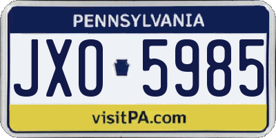 PA license plate JXO5985