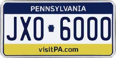 PA license plate JXO6000