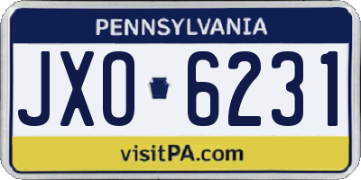 PA license plate JXO6231