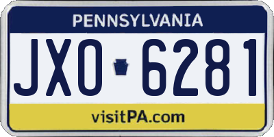PA license plate JXO6281