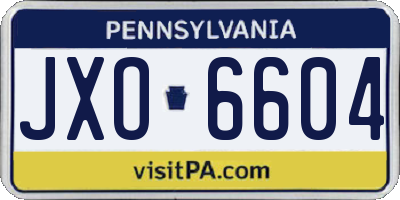 PA license plate JXO6604