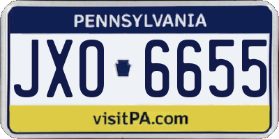 PA license plate JXO6655