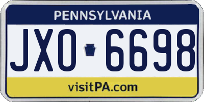 PA license plate JXO6698