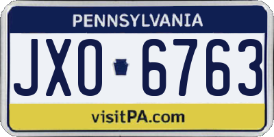 PA license plate JXO6763