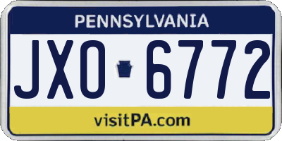 PA license plate JXO6772