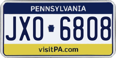 PA license plate JXO6808