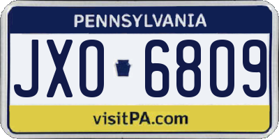 PA license plate JXO6809