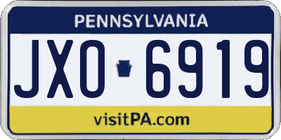 PA license plate JXO6919