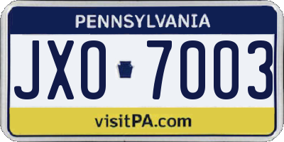 PA license plate JXO7003
