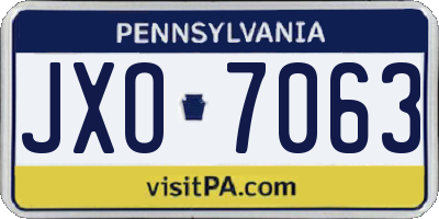 PA license plate JXO7063