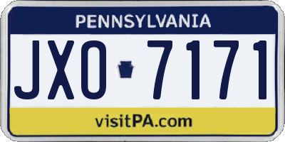 PA license plate JXO7171