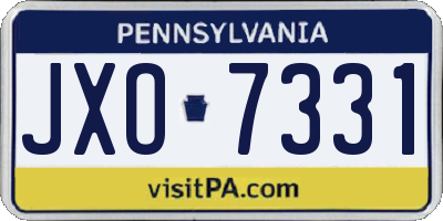PA license plate JXO7331