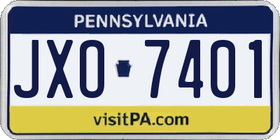 PA license plate JXO7401