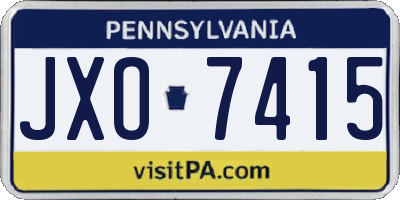 PA license plate JXO7415