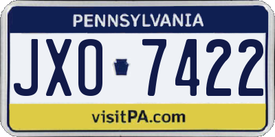 PA license plate JXO7422