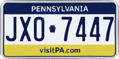 PA license plate JXO7447
