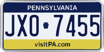 PA license plate JXO7455