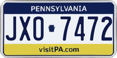 PA license plate JXO7472