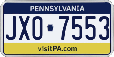 PA license plate JXO7553
