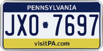 PA license plate JXO7697